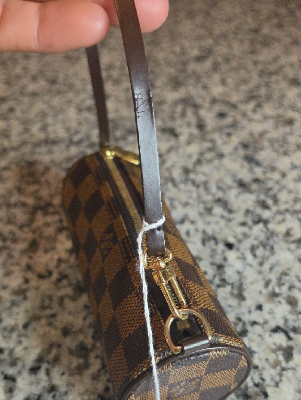 Louis Vuitton Brown Damier Cylinder Wristlet Pouch with Gold Hardware - Picture 4 of 7